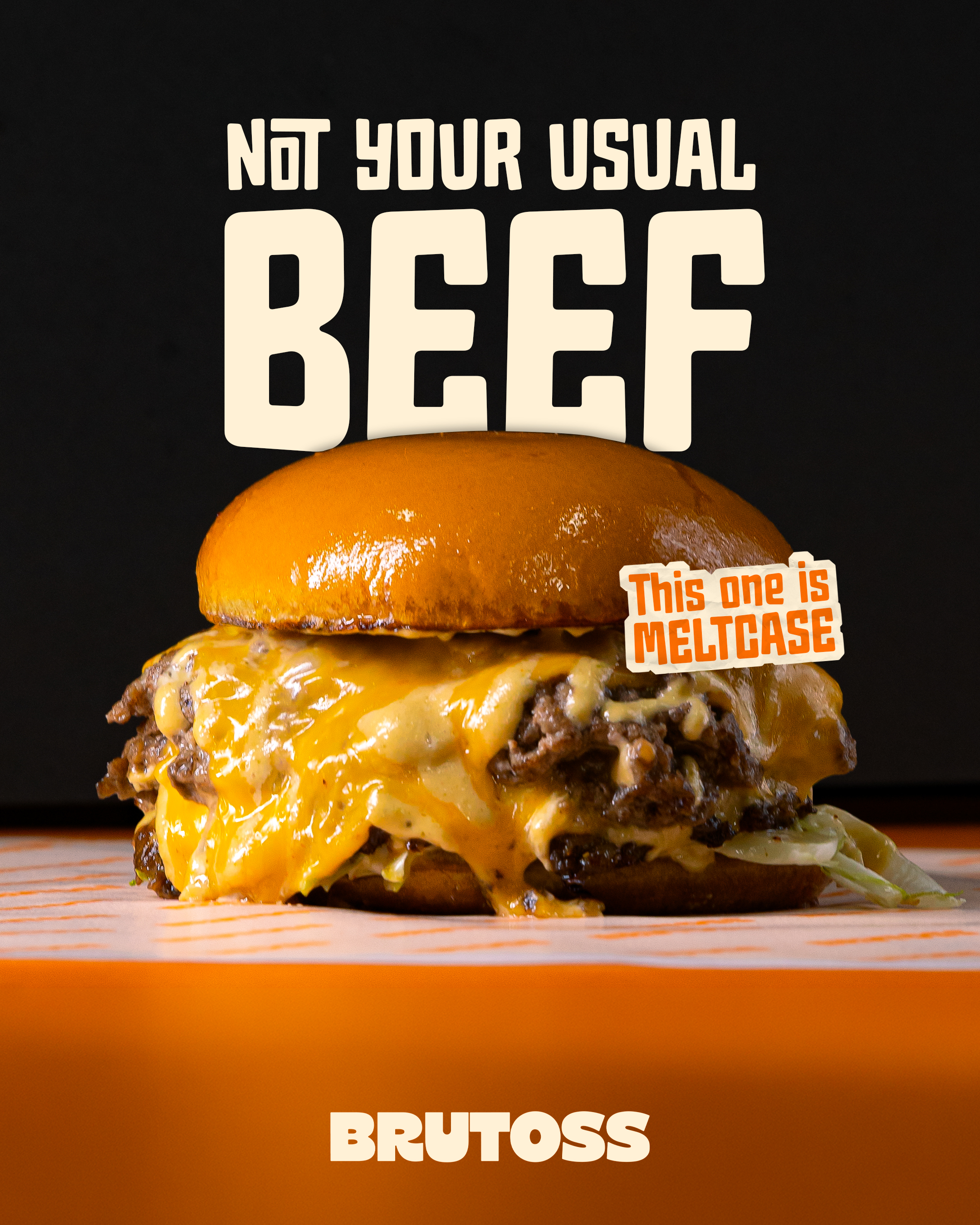 BRUTOSS Meltcase burger with smashed beef and melted cheese